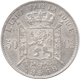 1868 Belgium - 50 Centimes