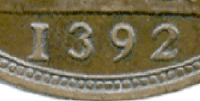 1892 penny altered to 1392