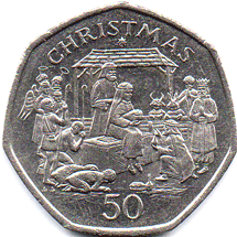 1991 Isle of Man Christmas 50 pence