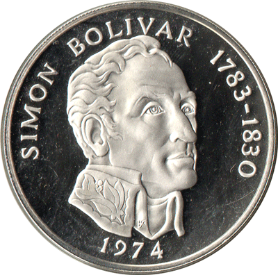 1974 Panama 20 Balboas silver coin